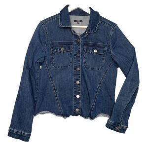 NYDJ Denim Jean Jacket Frayed Medium